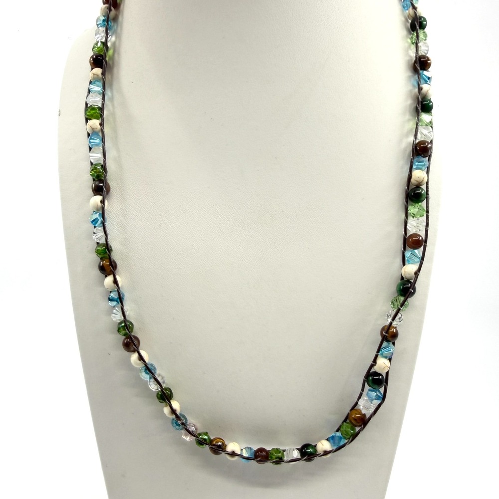 Boho Multi-Color Bead Wrap Necklace Earth Tone Layering Festival Jewelry Gift